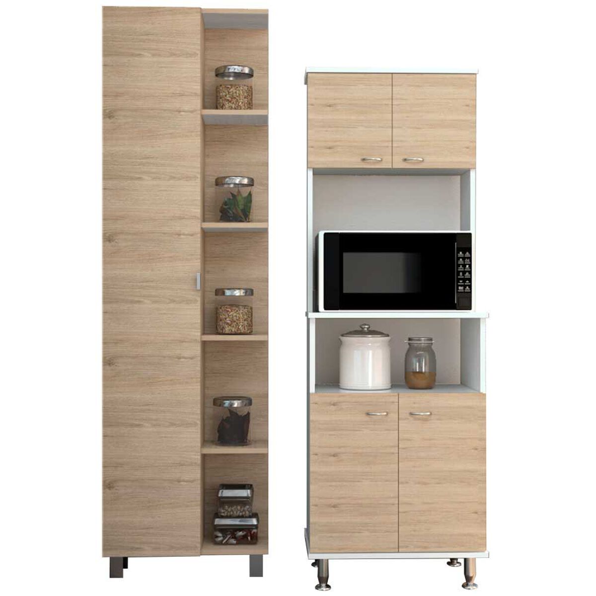 Combo Mueble Microondas + Optimizador TuHome Kitchen Rovere Blanco