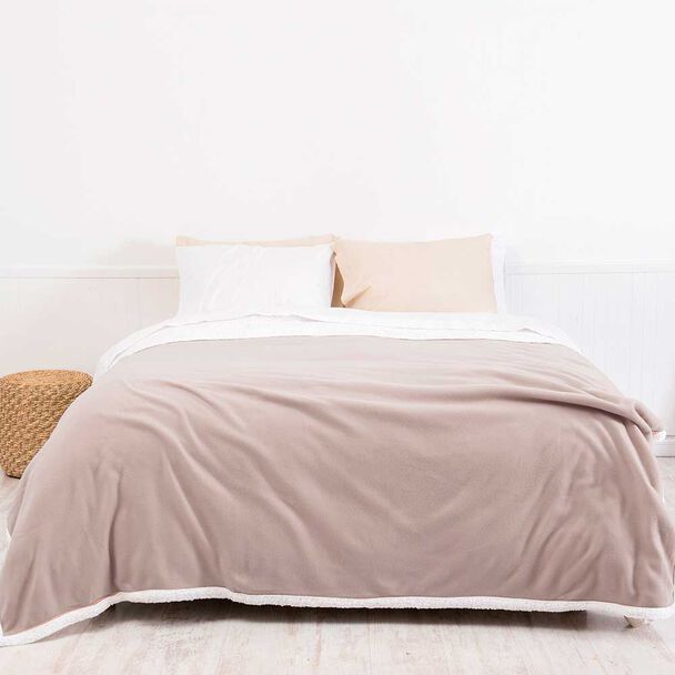 Frazada de Poliéster Mashini 1,5 Plazas Liso Taupe