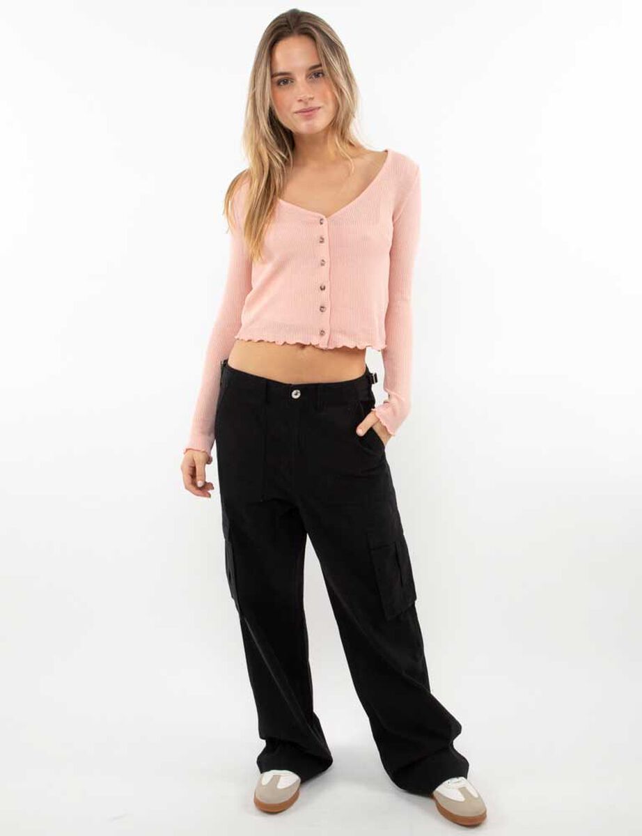Polera Botones Crop Manga Larga Mujer Icono