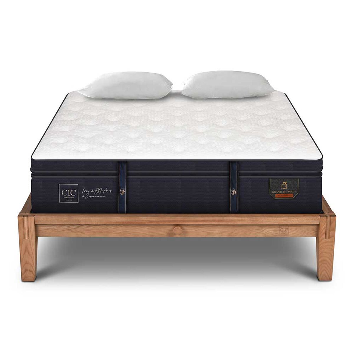 Cama Europea CIC King OAK Grand Premium + 2 Almohadas