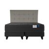 Cama Europea Flex Base Dividida 2 Plazas Black + Respaldo Gris