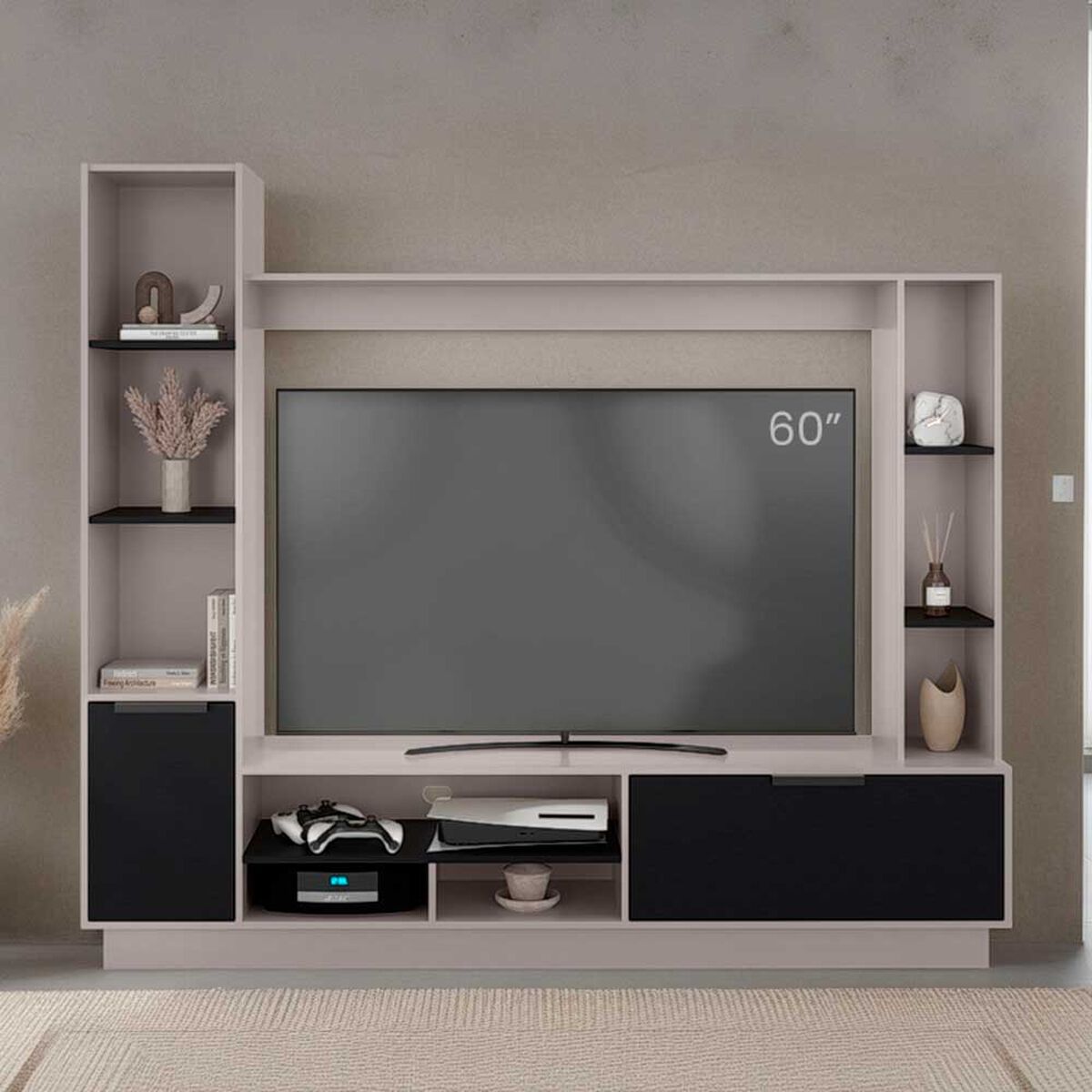 Estante TV TuHome Marsella Hasta 60" Fresno Europeo Y Wengue