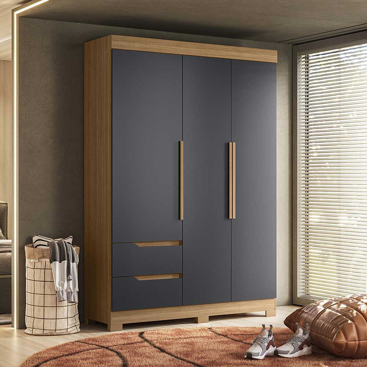 Clóset Vekkahome Vivacce 3 Puertas 2 Cajones Negro Café