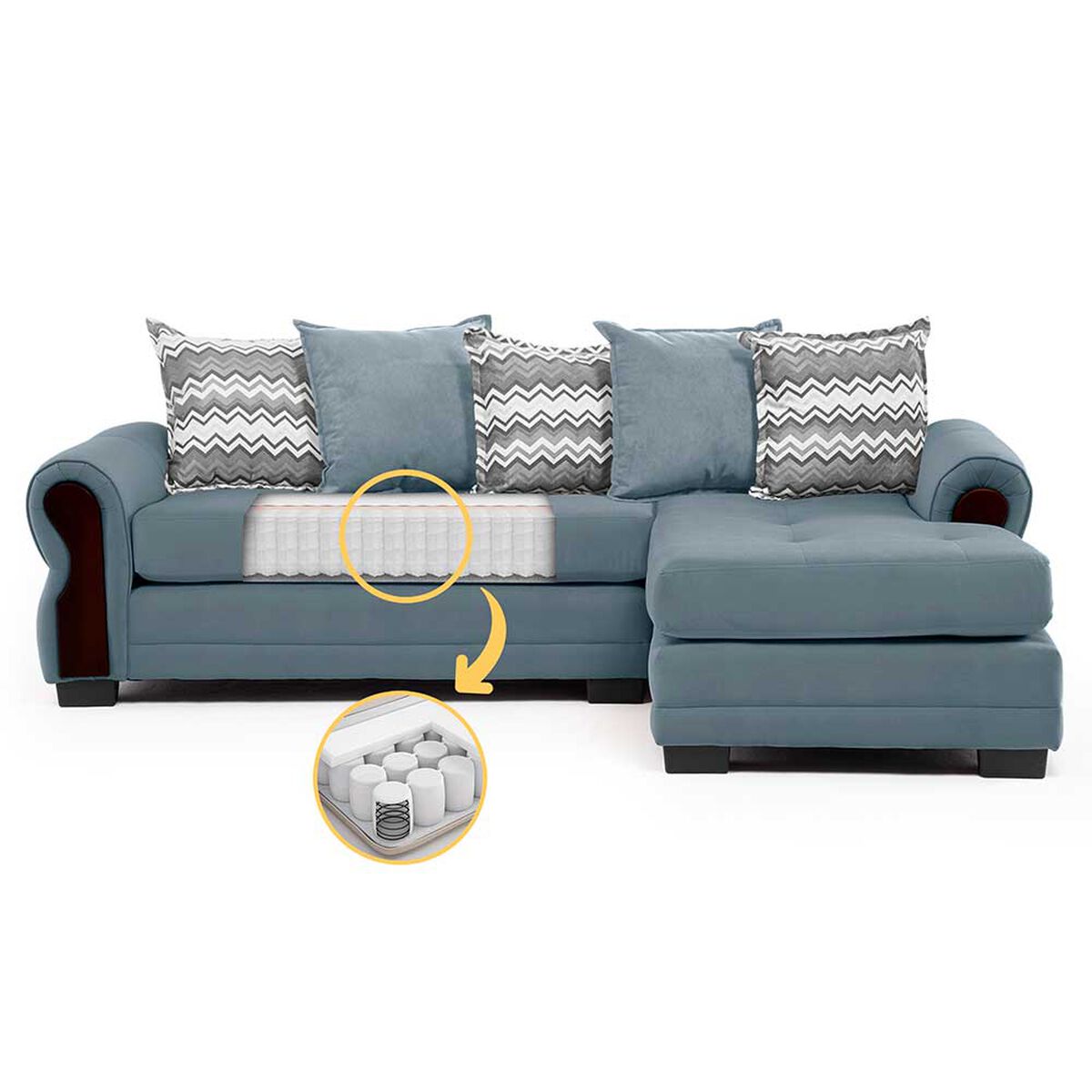 Sof&aacute; Seccional Living Factory Arizona 4 Cuerpos Beige