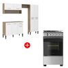 Combo Mueble de Cocina Roca Arizona 1 Cajón 9 Puertas Blanco + Cocina a Gas Midea MCG-4QSG20NS 4 Quemadores