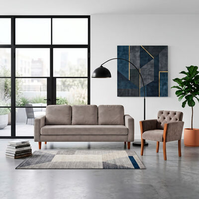 LATAM HOME Juego de Living Latam Home Venecia 3 Cuerpos Gris + Sitial Kiel Tela Gris