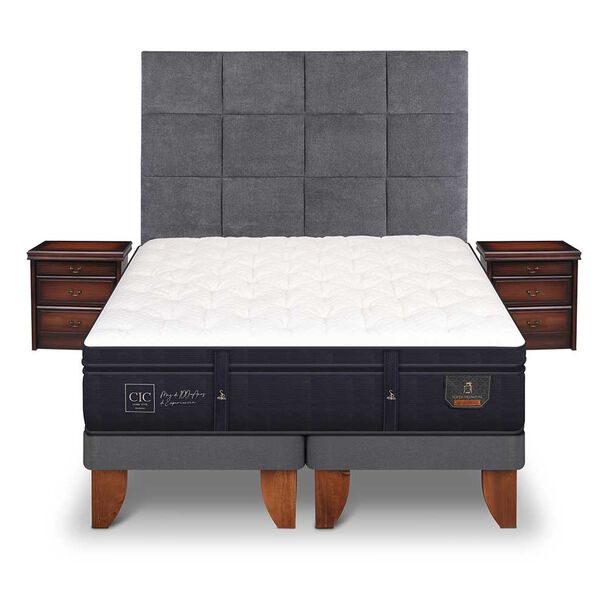 Cama Europea CIC Base Dividida Súper King Súper Premium + Respaldo + Veladores