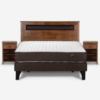 Cama Europea Rosen 2 Plazas Ergo T + Respaldo + 2 Veladores