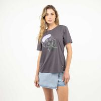 Polera Con Estampado Manga Corta Mujer Zibel Charcoal, Negro, Negro 2