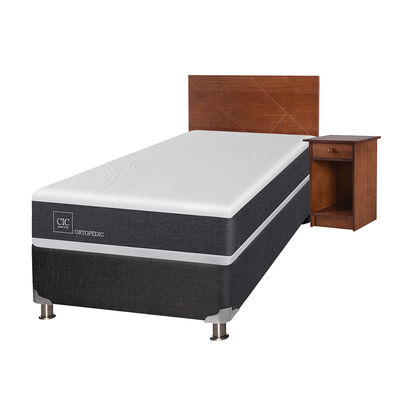 Imagen 2 del producto Box Spring CIC 1,5 Plazas New Ortopedic + Respaldo + Velador New Villarrica