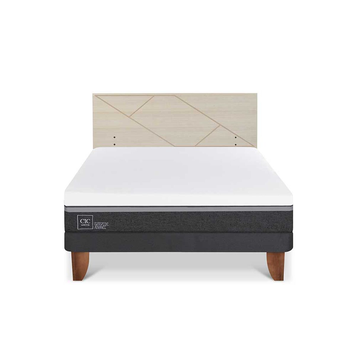Cama Europea CIC 2 Plazas Ortopedic Advance + Respaldo Villarrica Alpino
