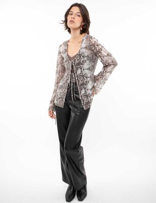 Imagen 2 del producto Blusa Estampada Manga Larga Mujer Zibel Taupe