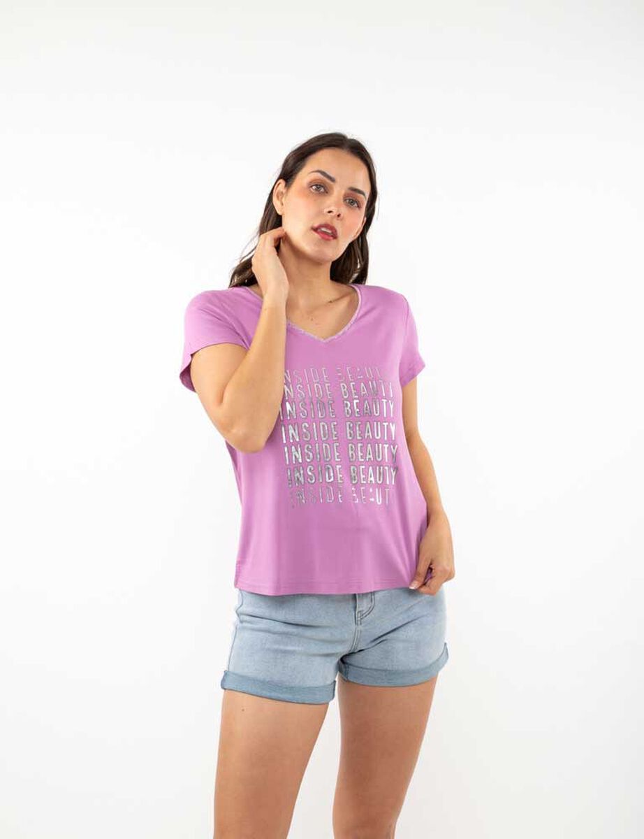Polera Con Estampado Manga Corta Mujer Zibel