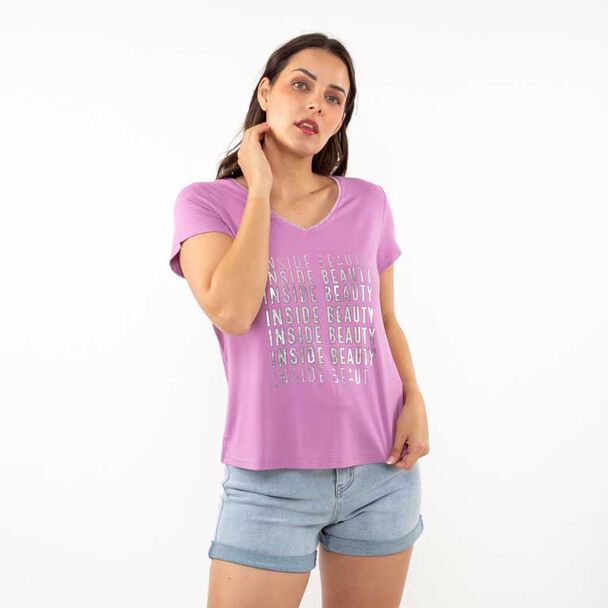 Polera Con Estampado Manga Corta Mujer Zibel