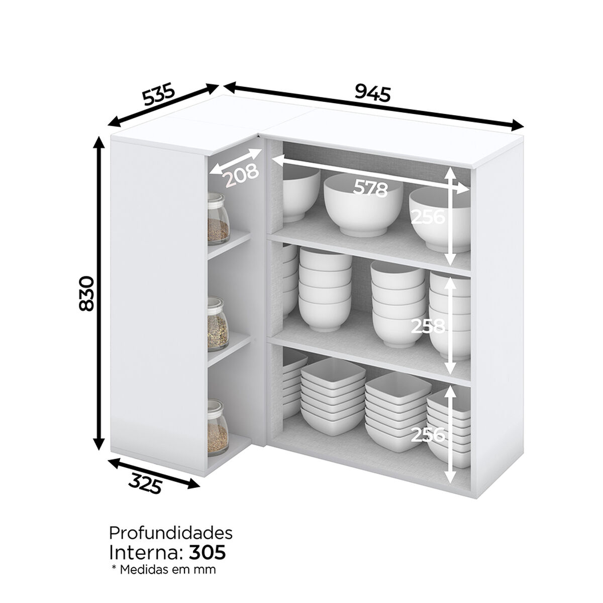 Mueble de Cocina Aereo Home Mobili Tulum 1 Puerta Blanco