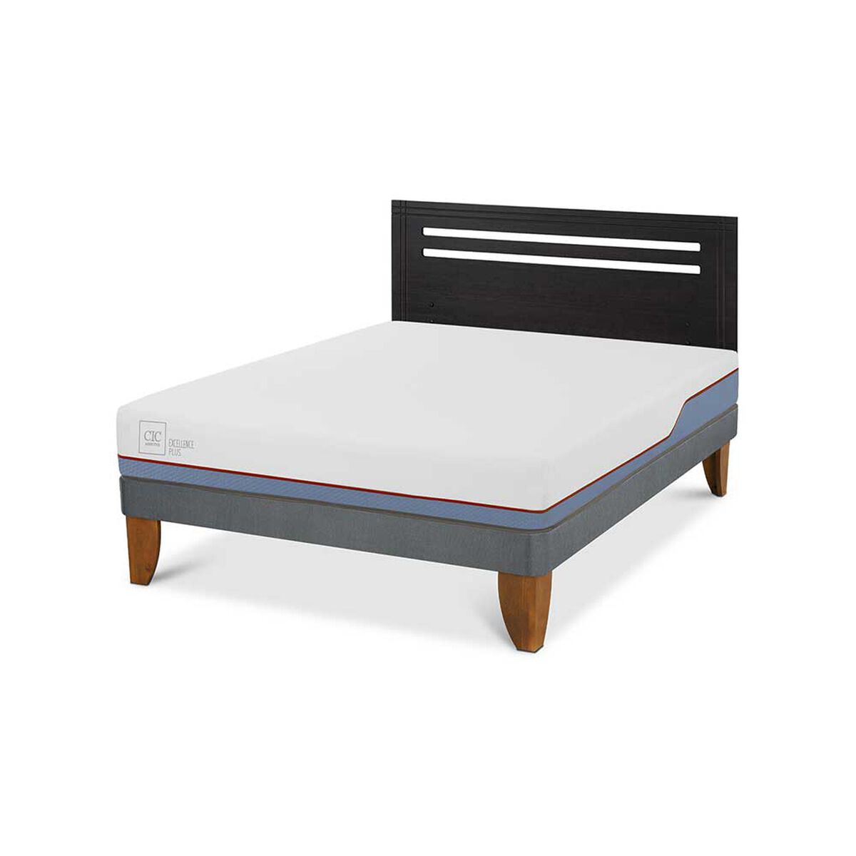 Cama Europea CIC 2 Plazas Excellence Plus + Respaldo Munich Negro