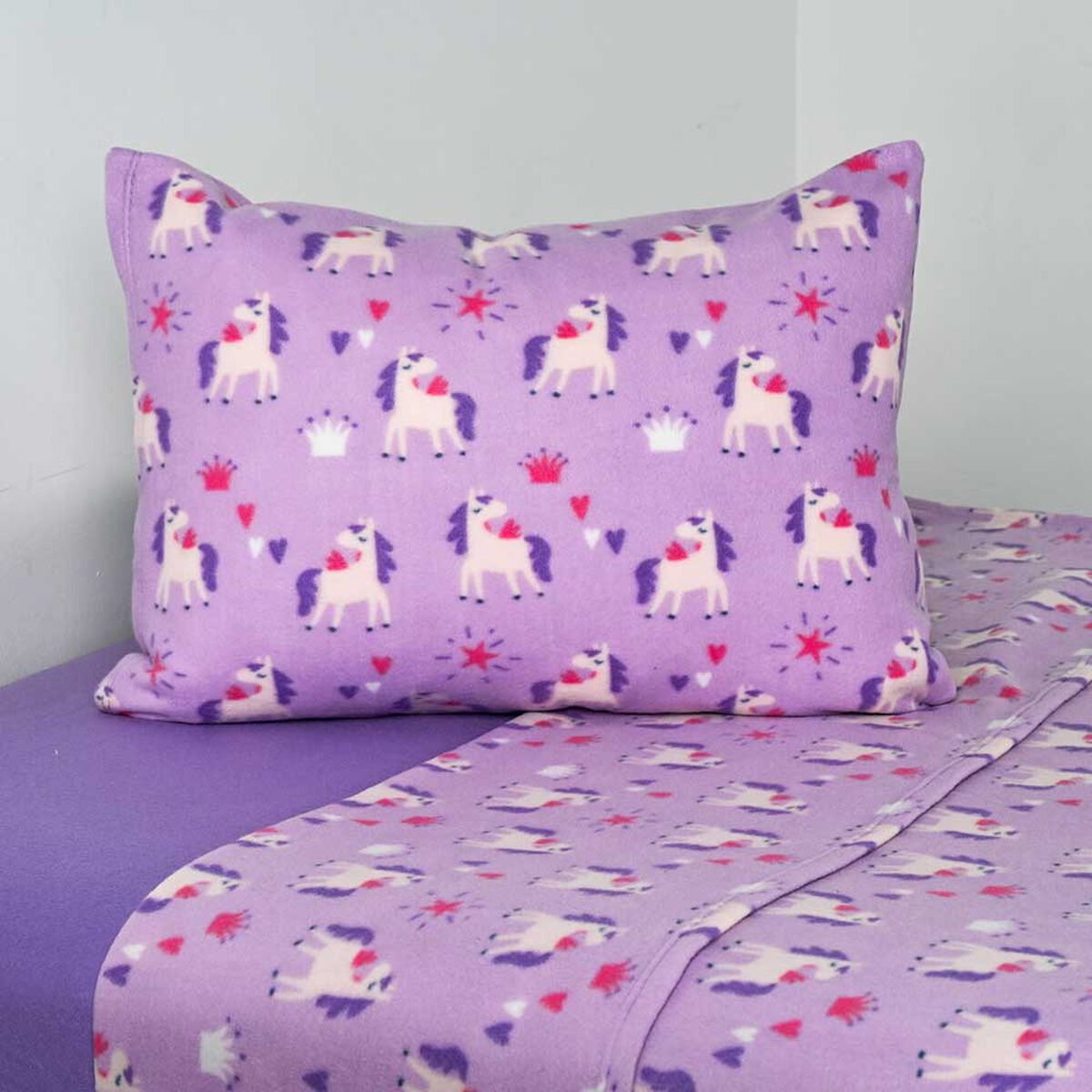 Sábana de polar American Family 1,5 Plazas Unicornio Morado