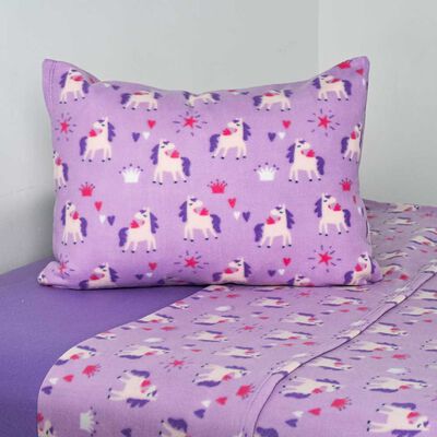 Sábana de polar American Family 1,5 Plazas Unicornio Morado