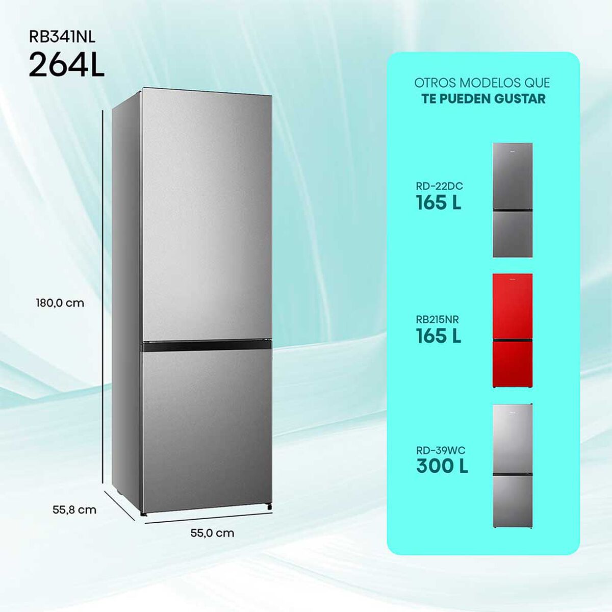 Hisense Refrigerador Frío Directo 262 lts RB341NL 180x55CM