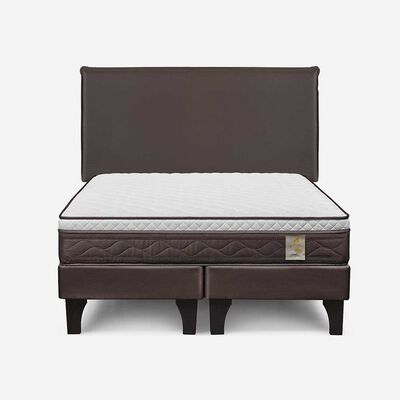 Cama Europea Rosen Base Dividida 2 Plazas Nstyle 4 Plus + Respaldo Maurice Chocolate