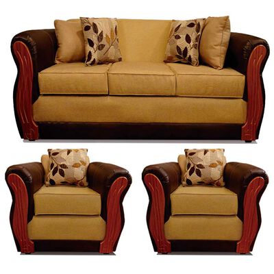 Juego de Living Elegant Detail Girona Sofá 3 Cuerpos + Dos Sillones 1 Cuerpo Beige