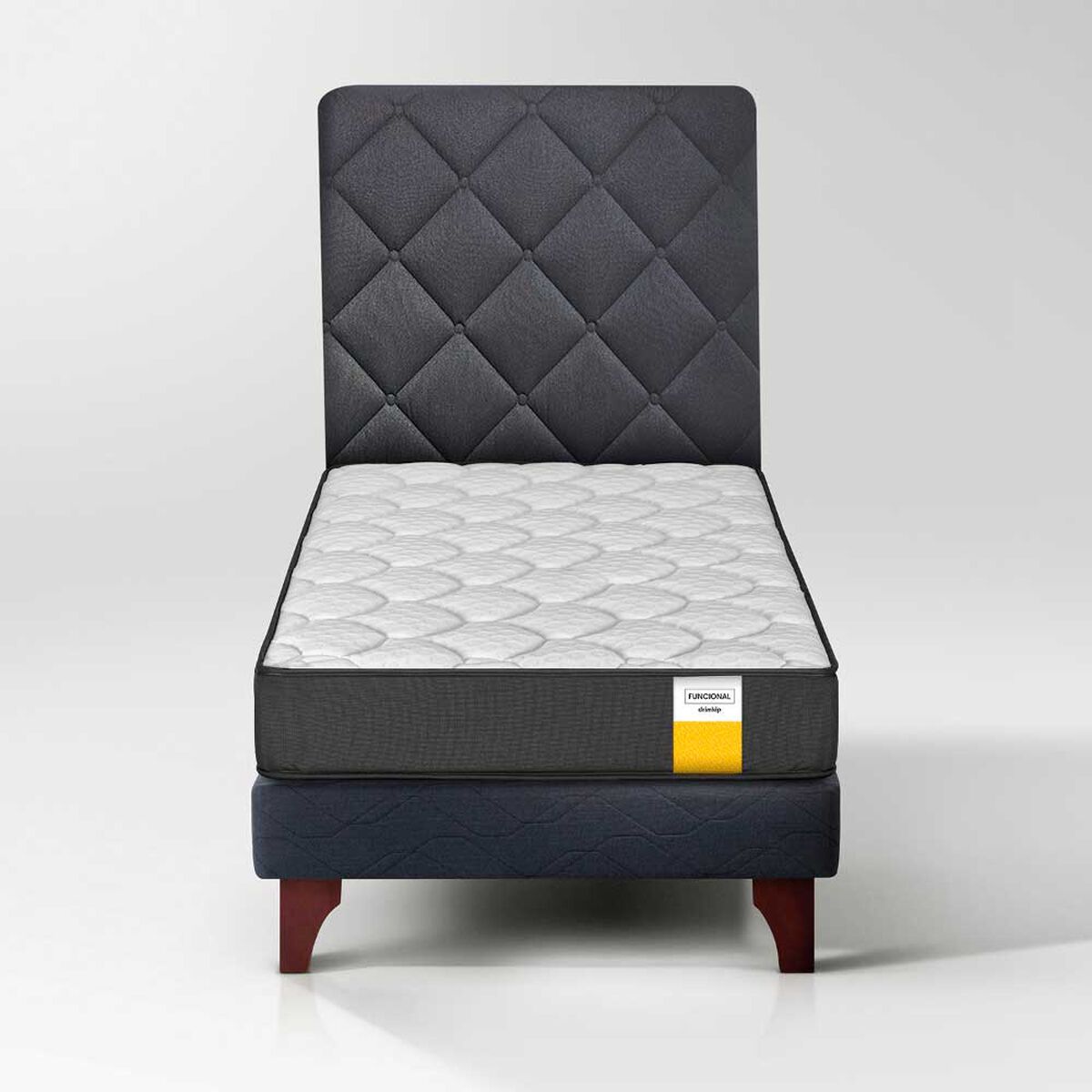 Cama Europea Drimkip 1,5 Plazas Plus Funcional + Respaldo Rombos