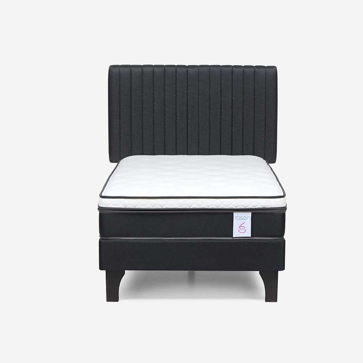Cama Europea Rosen 1 Plaza New Style 6 + Respaldo Grafito