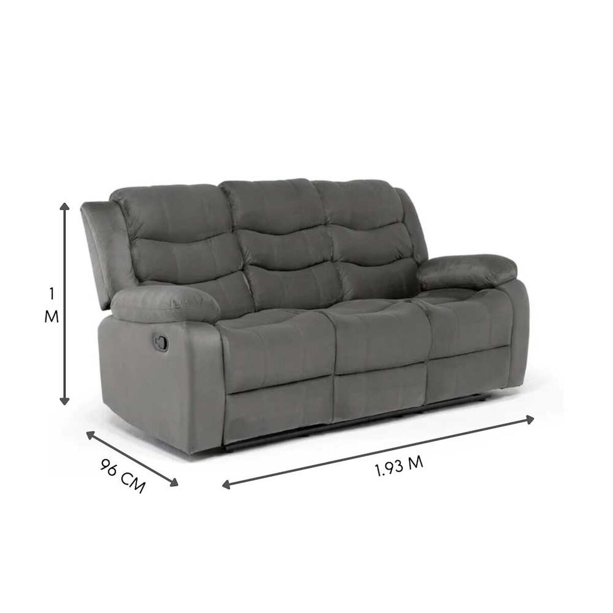 Juego de Living Reclinable Daniels Sof&aacute; 3 Cuerpos + 2 Bergers Norman Gris