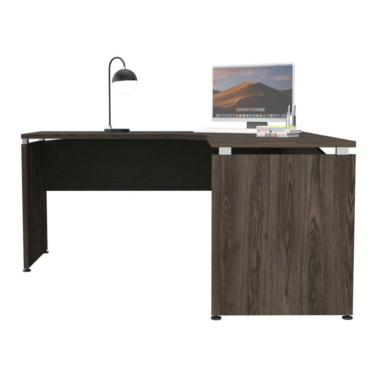 Escritorio en L TuHome Home Office Negro Soft Coñac
