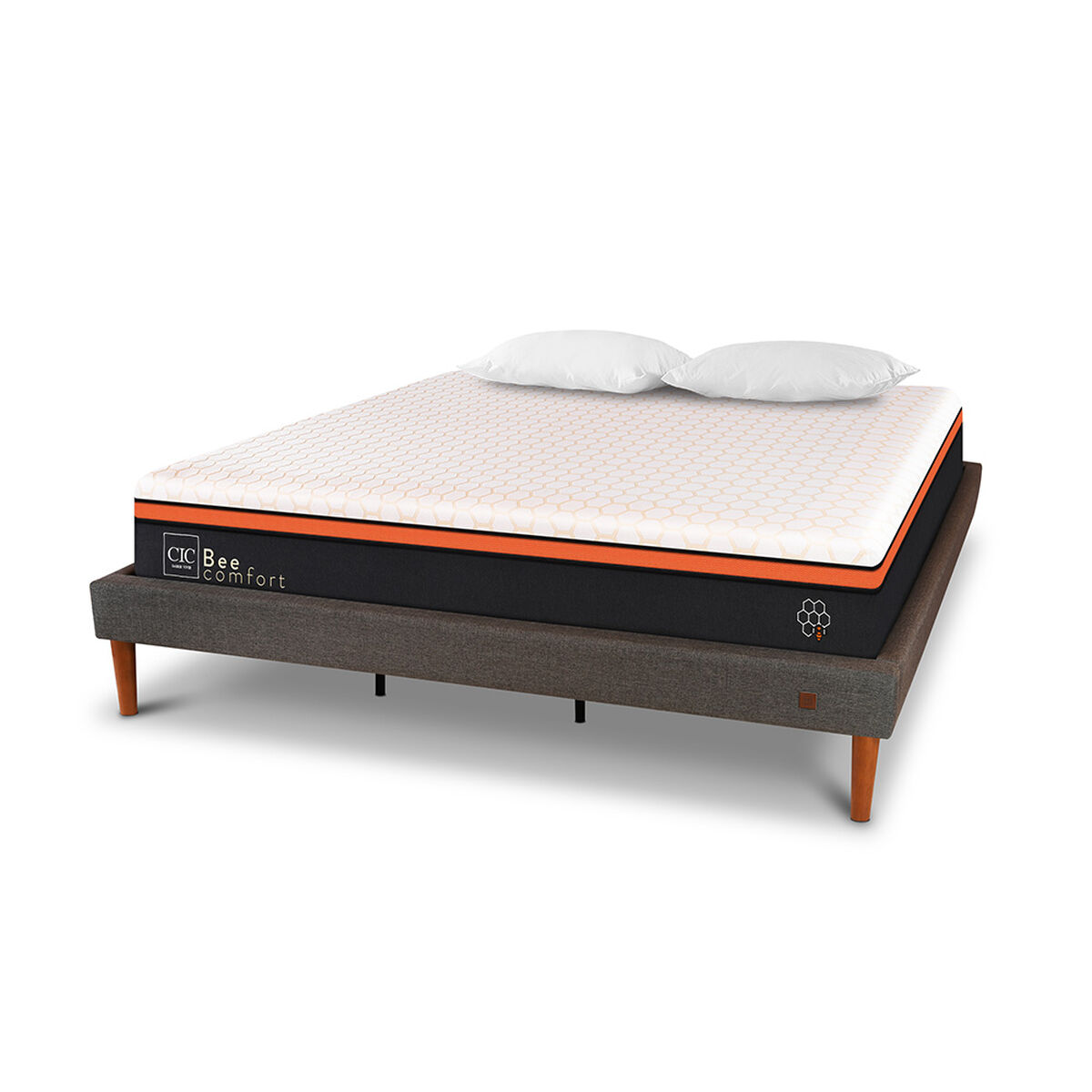 Cama Europea Curve CIC King Bee Comfort + Almohadas Viscoel&aacute;sticas
