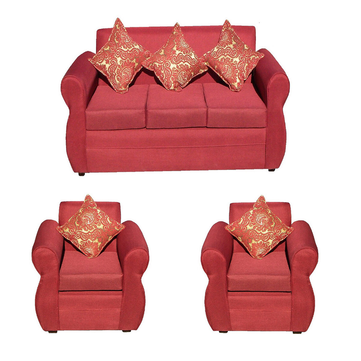 Juego de Living Almore Francia Sof&aacute; 3 Cuerpos + Dos Sillones 1 Cuerpo Rojo