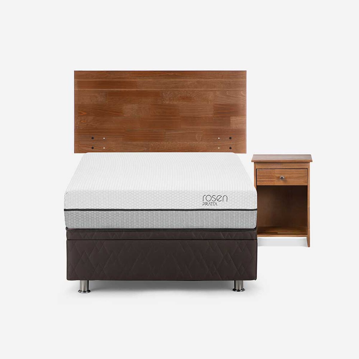 Boxet Rosen 1 Plaza Pratta + Respaldo + Velador Tabor Caramelo