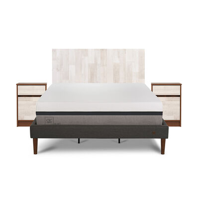 CIC Cama Europea CIC Curve King Balance + Respaldo + 2 Veladores Legno