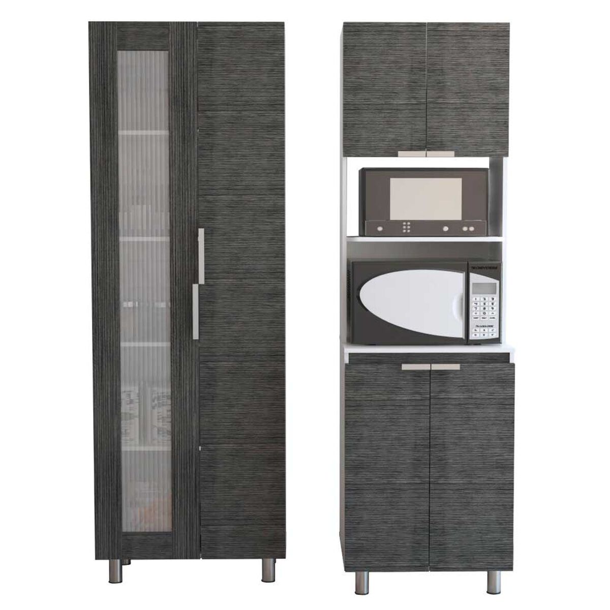 Combo Mueble Alacena + Mueble Microondas TuHome Fendi Rovere Blanco