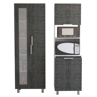 Imagen 2 del producto Combo Mueble Alacena + Mueble Microondas TuHome Fendi Rovere Blanco