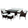 Juego de Living para Terraza Casanova Ikat Sofá 3 Cuerpos + Dos Sillones 1 Cuerpo + Dos Pouf + Mesa Café