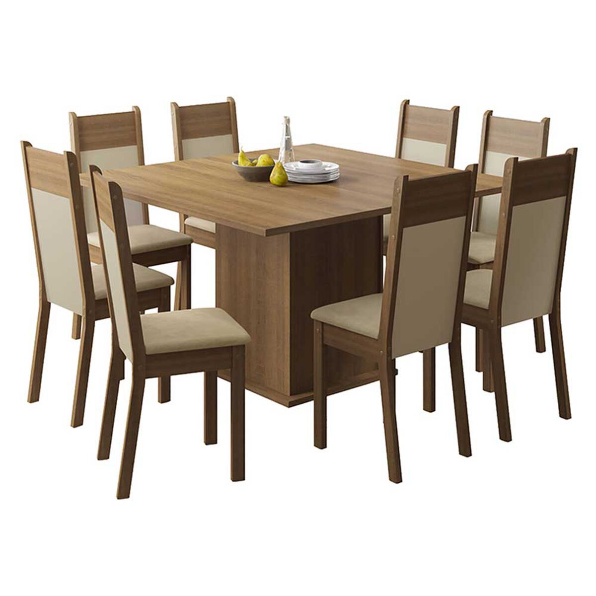 Juego de Comedor Vekkahome Clarice Morello 8 Sillas Café