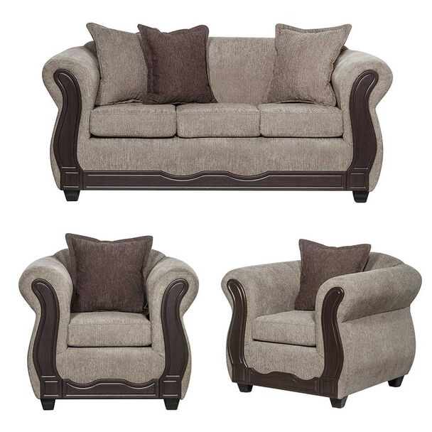 Juego de Living Black Factory Barcelona Sofá 3 Cuerpos + Dos Sillones 1 Cuerpo Beige