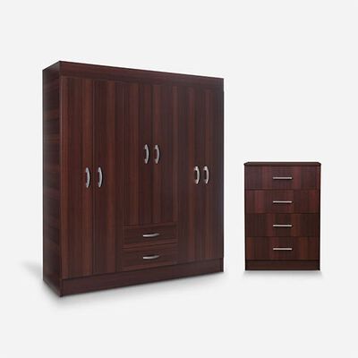 Imagen 2 del producto Clóset CIC Trancura 6 Puertas 2 Cajones Chocolate + Cómoda CIC Fenix Chocolate