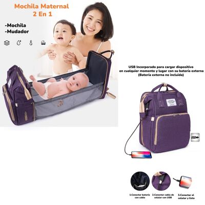 Imagen 2 del producto Mochila Maternal 3 en 1 con Cunita Lubabycas Negra