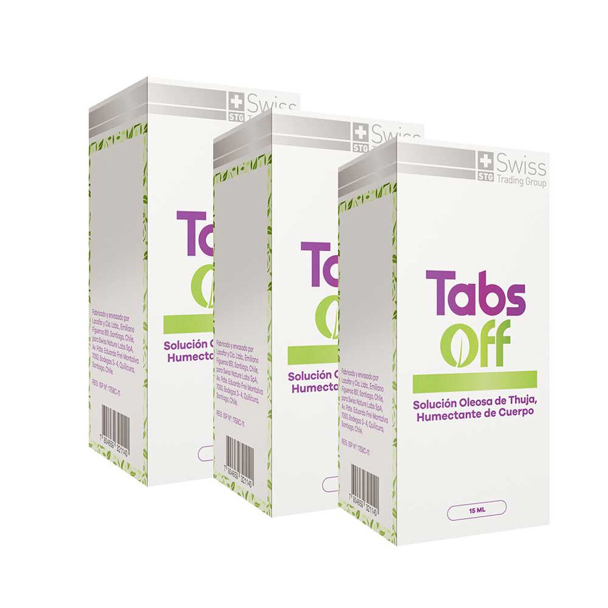 Tabs Off 3 Estuches Con Un Frasco De 15 Ml cada uno