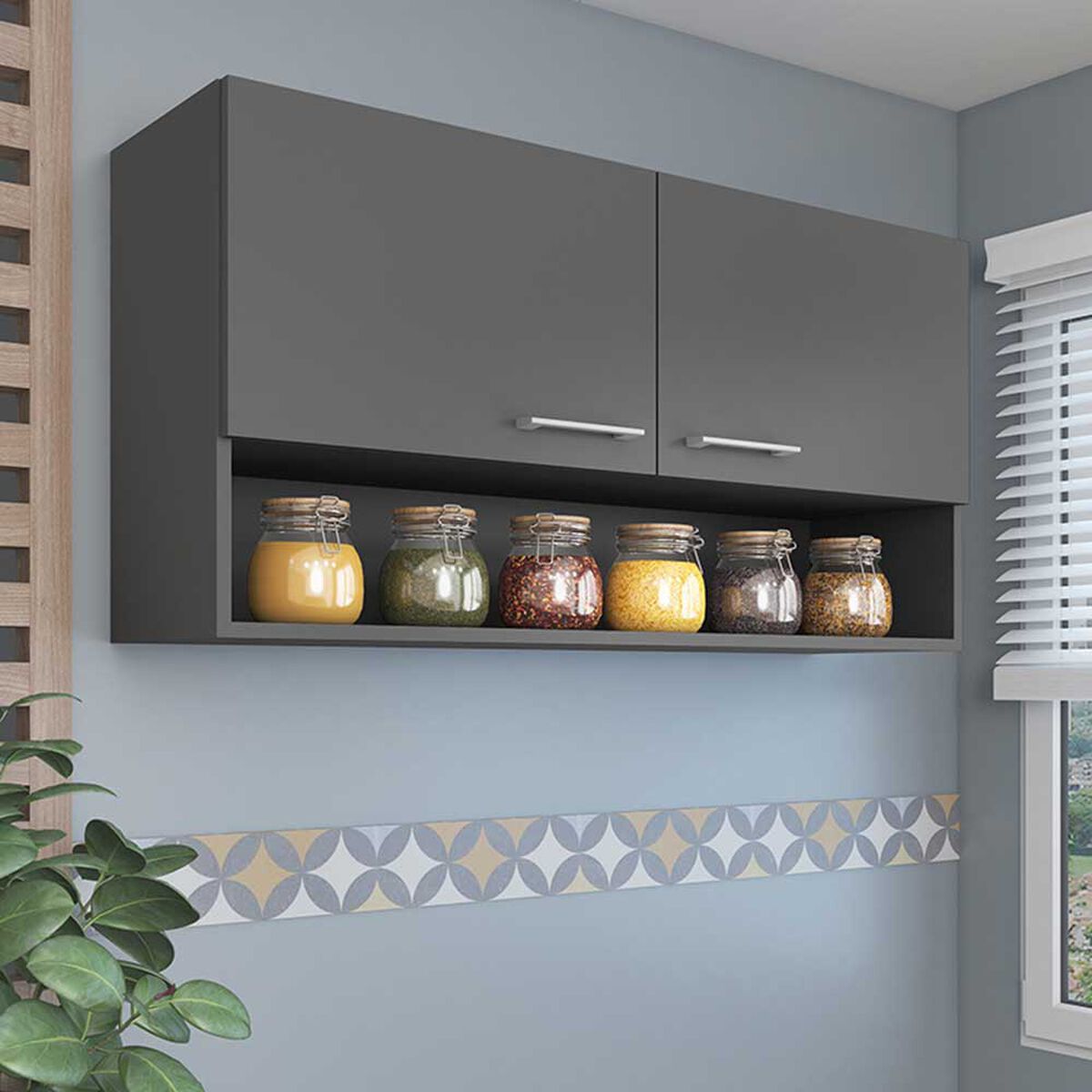 Mueble de Cocina Superior Vekkahome Evandro Gris