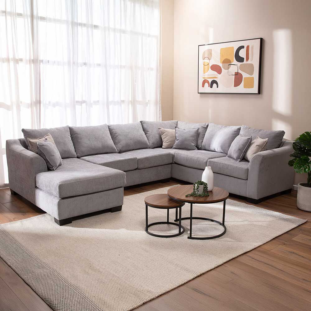 Seccional Izquierdo Muebles MPR Bruselas 7 Cuerpos Gris