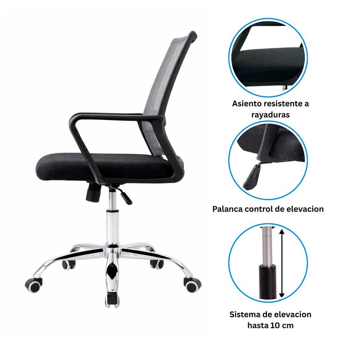 Silla de Escritorio Arthome Santiago Negra Gris