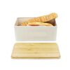 Panera Metálica con Tapa Bamboo Simplit Blanco