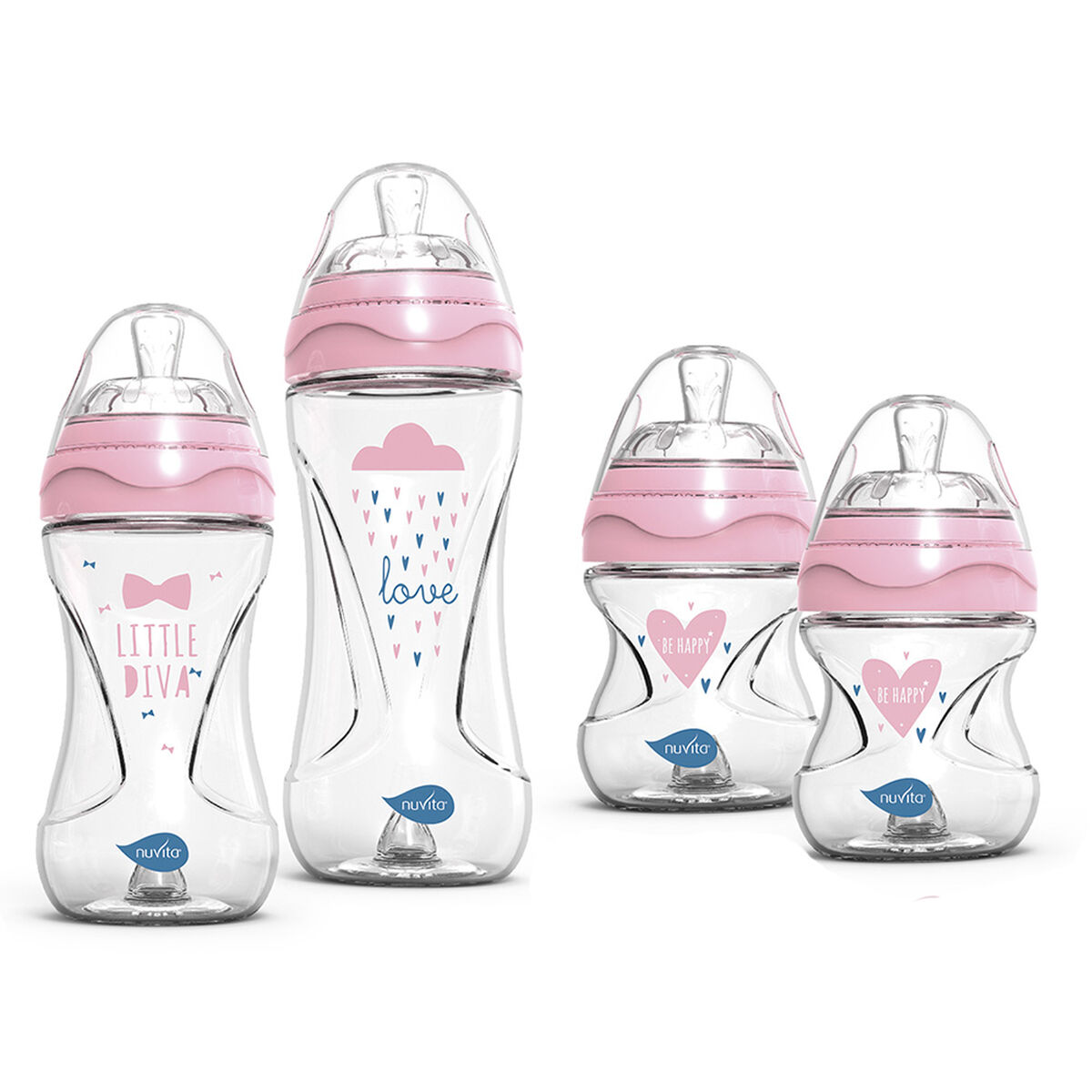 Set de Lactancia con Mamaderas Starter Rosado Nuvita