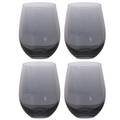 Set 4 Vasos de Vidrio Zibel Stemless Gris