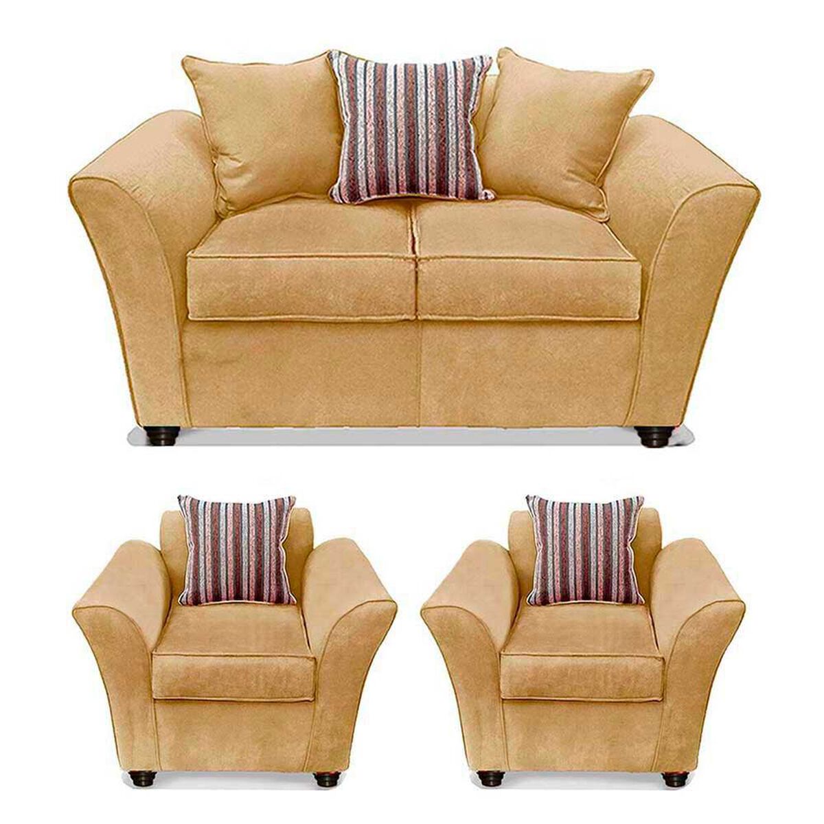 Juego de Living Elegant Detail Minesota Sof&aacute; 2 Cuerpos + Dos Sillones 1 Cuerpo Beige