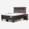 Cama Europea Rosen Base Dividida King New Style 4 Plus + Respaldo Ferrera Gris + 2 Veladores