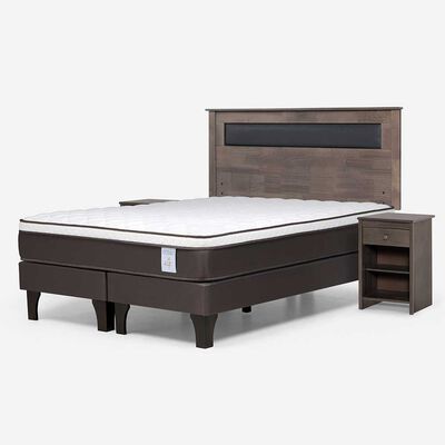 Imagen 2 del producto Cama Europea Rosen Base Dividida King New Style 4 Plus + Respaldo Ferrera Gris + 2 Veladores